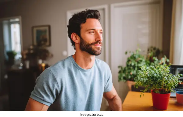 Thoughtful Man Contemplating the View