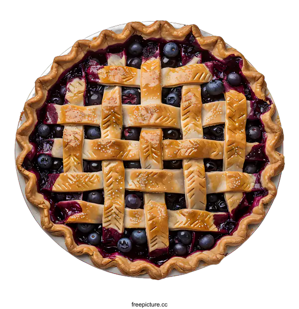 [Transparent Background PNG]Blueberry Pie Top View
