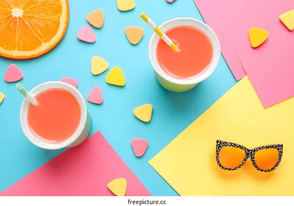 Summer Drinks With Orange and Sunglasses