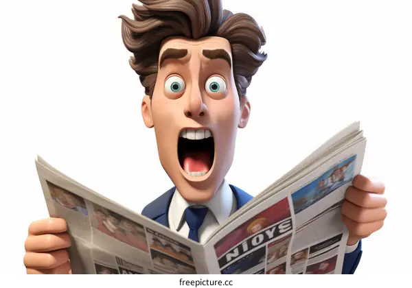 Shocked Man Reading Newspaper