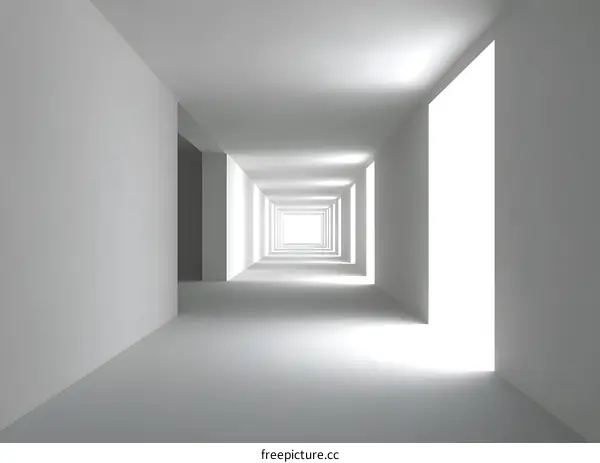 White Hallway with Light at the End
