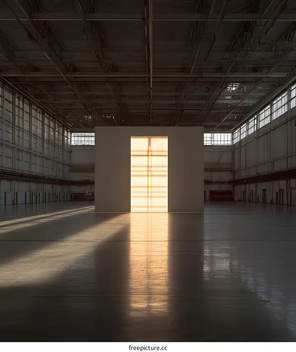 Sunlight Through A Window In An Empty Industrial Warehouse