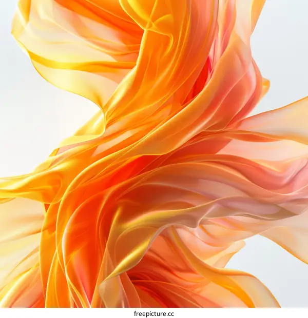 Abstract 3D orange silk-like fluid shape
