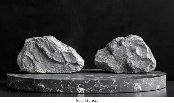 Gray Stone on Marble Pedestal