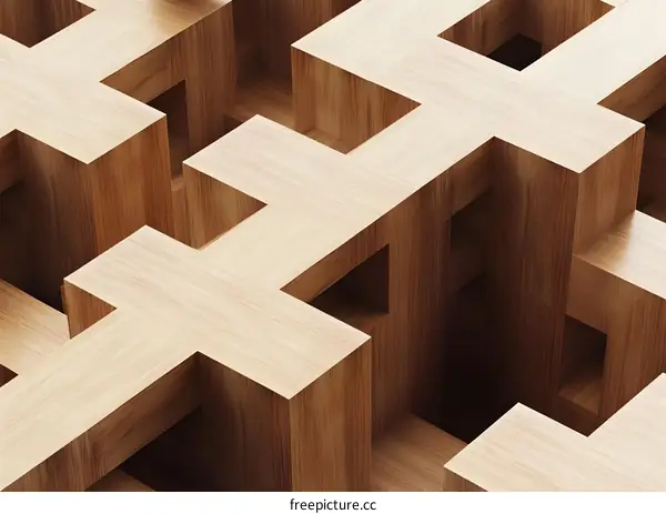 Abstract Wooden Crosses  Interlocking  Abstract Pattern