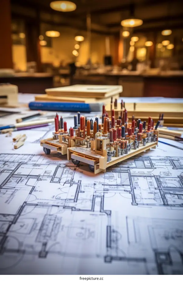 A Close-up Image of a Model House on a Blueprint