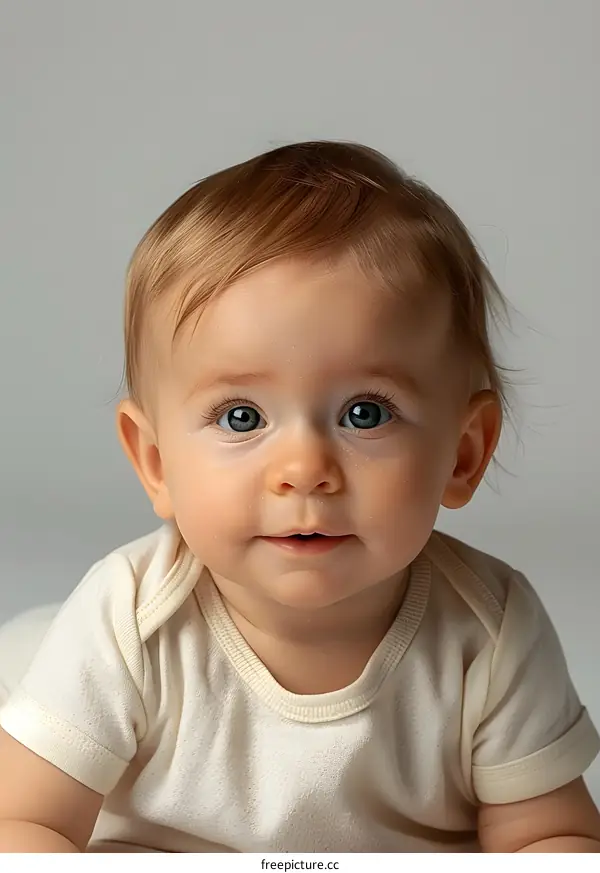Close Up Portrait of a Baby Girl with Blonde Hair