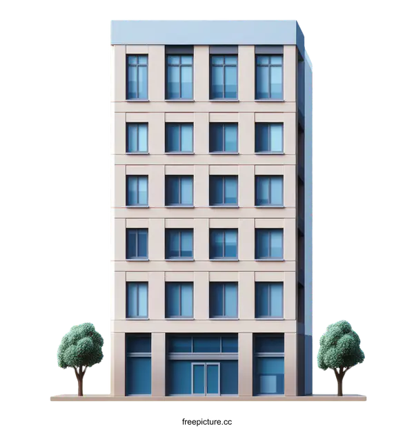 [Transparent Background PNG]Modern Building Facade Illustration