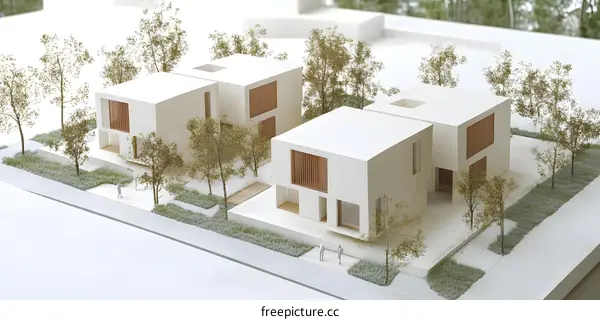 Modern Architecture House Model Design with Trees