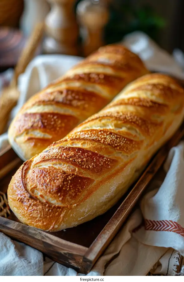 Loaf of bread on a wooden table