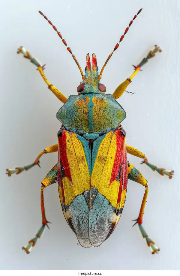 Colorful True Bug Macro Photography on White Background