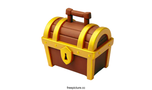 [Transparent Background PNG]A cartoon illustration of a treasure chest