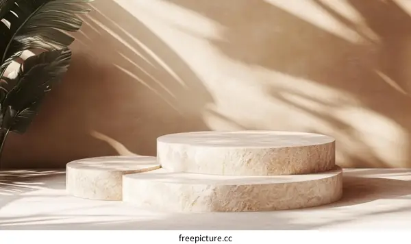 Beige Display Podium with Natural Light