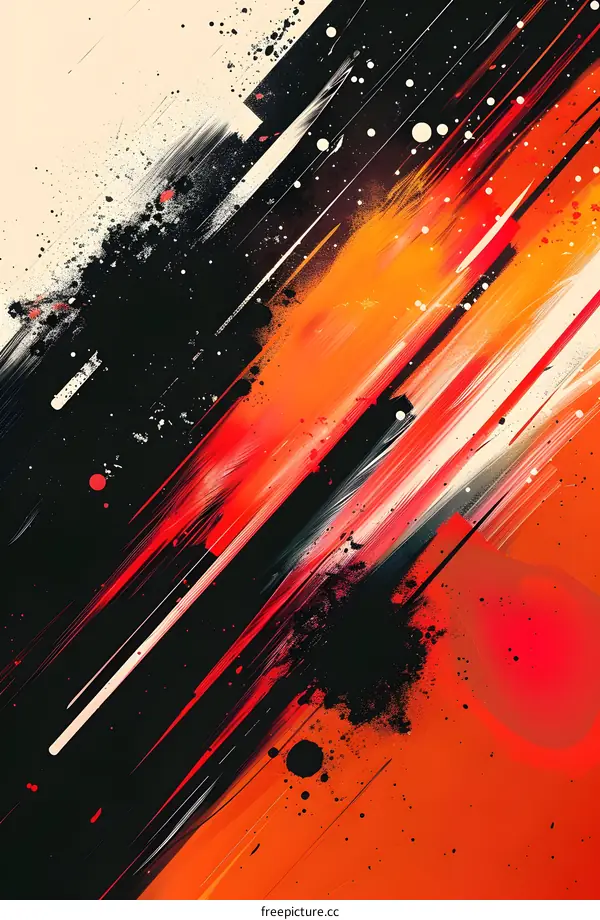Geometric red and black abstract painting