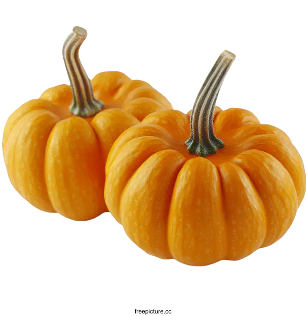 [Transparent Background PNG]Two Small Pumpkins Close-up on White Background