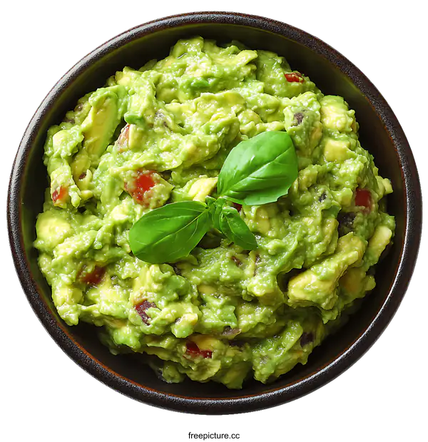 [Transparent Background PNG]Delicious Guacamole in a Bowl