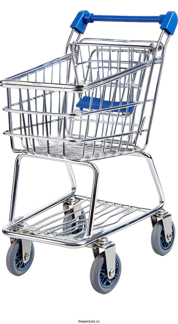 [Transparent Background PNG]Small Metal Shopping Cart Isolated On White Background