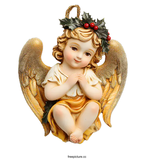 [Transparent Background PNG]Golden Angel Christmas Ornament