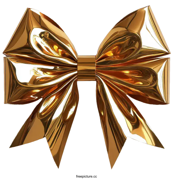 [Transparent Background PNG]Golden Gift Bow Decoration