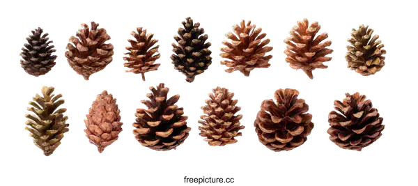 [Transparent Background PNG]Arrangement of Pine Cones on White Background