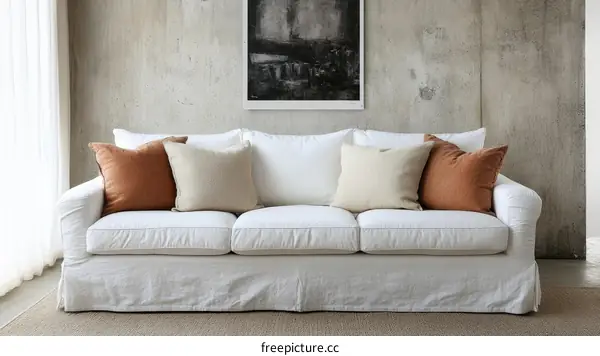 Modern Minimalist Living Room Sofa with Decorative Cushions
