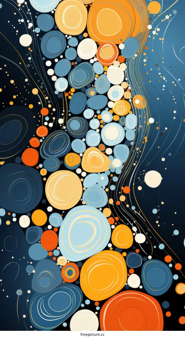 Abstract Colorful Circles and Flowing Lines