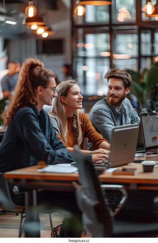 group of business people working together in a modern office