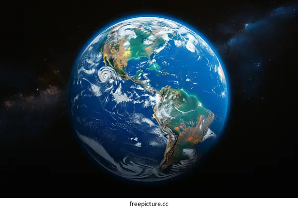 Earth from space showing North and South America