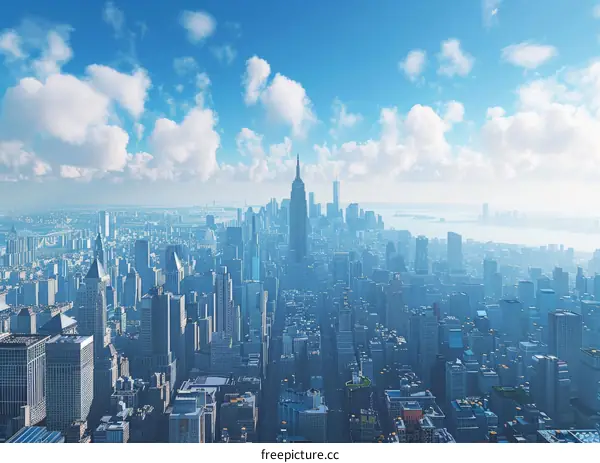 Modern Cityscape with Skyscrapers and Blue Sky