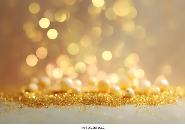 Golden Glitter Background with Pearls