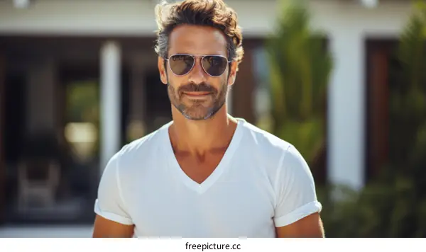 Portrait of a handsome man with sunglasses