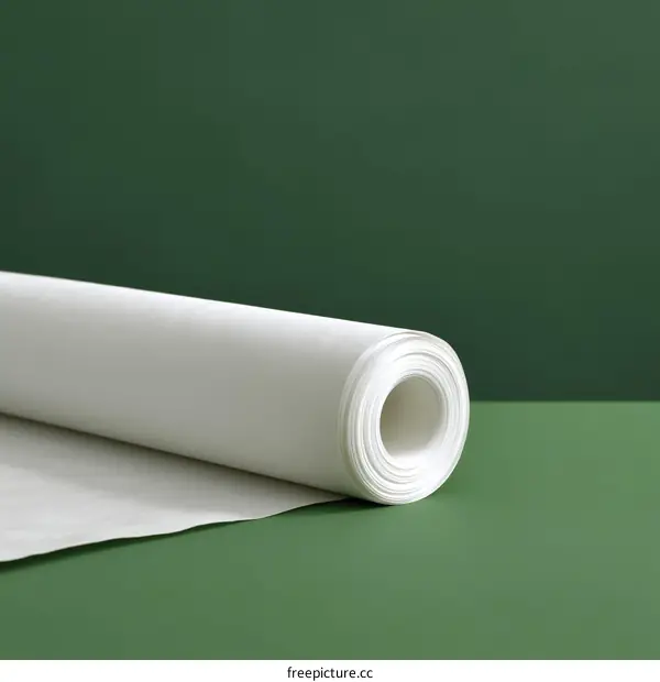 Rolled White Paper Against Green Background