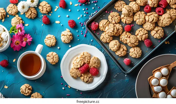 Delicious Homemade Oatmeal Cookies with Raspberry