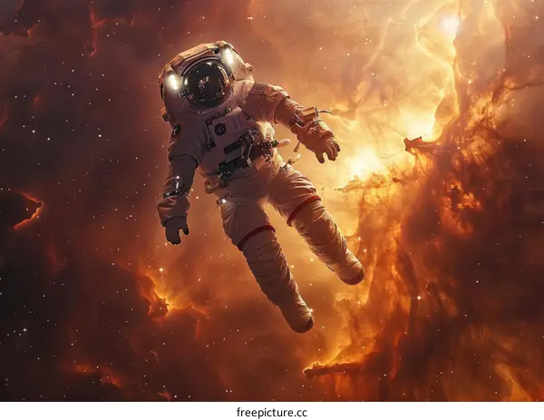 Astronaut Floating in the Carina Nebula