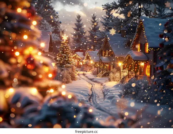 Winter Scene Dreamlike Holiday Night