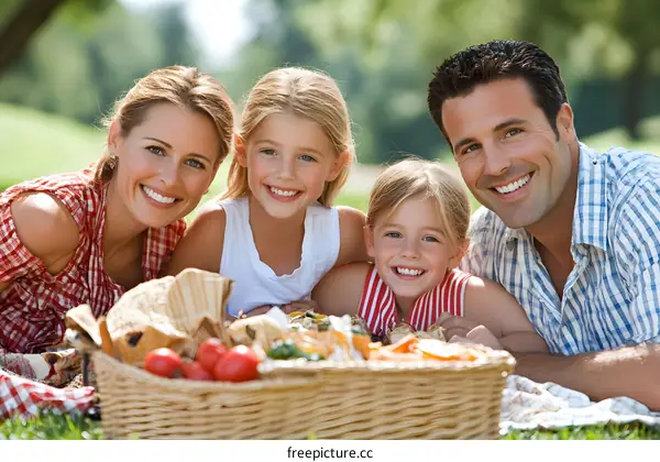 Happy Family Enjoying a Picnic in the Park