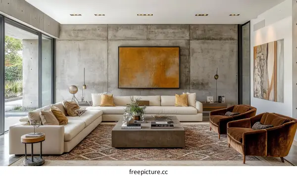 Modern Concrete Living Room Interior Design
