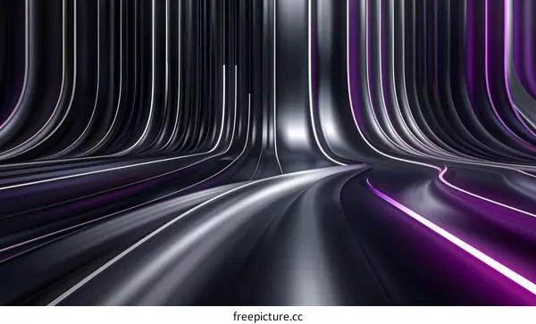 Black and purple glowing curved lines