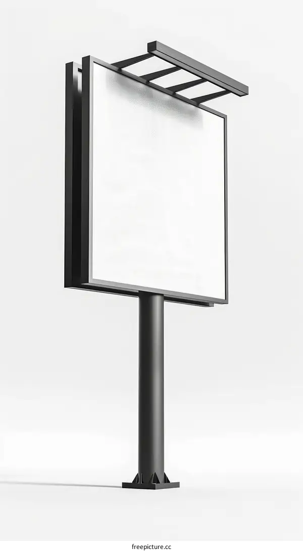 Black blank billboard on white background