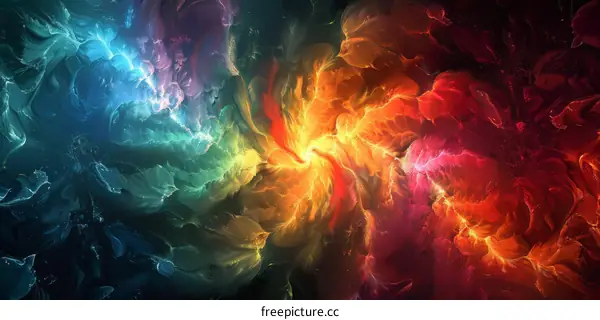 Colorful abstract fractal flame flower petals background