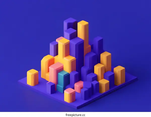 Abstract Colorful 3D Cityscape Illustration
