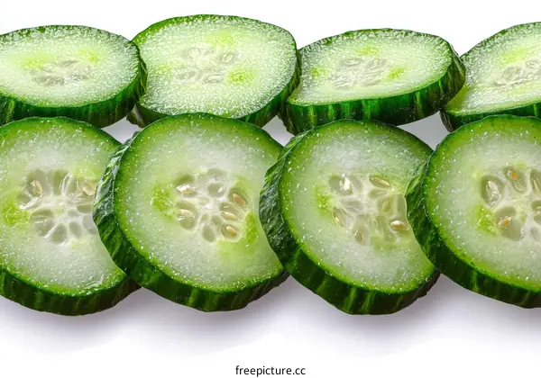 Fresh Cucumber Slices Close Up