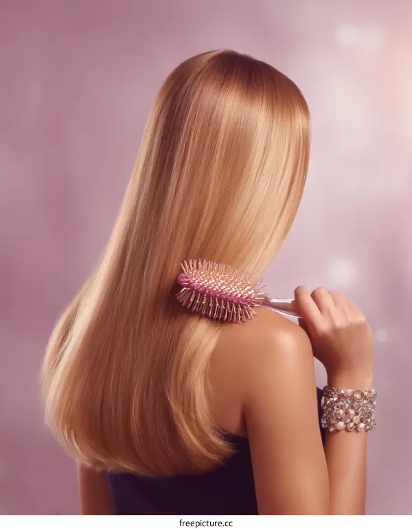 Beautiful Blonde Hair with a Hairbrush