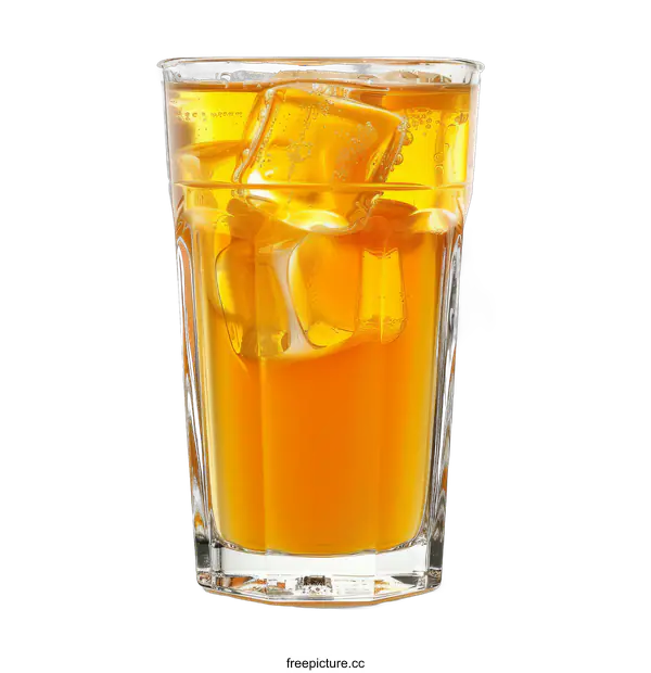 [Transparent Background PNG]Glass of Iced Orange Juice on transparent background