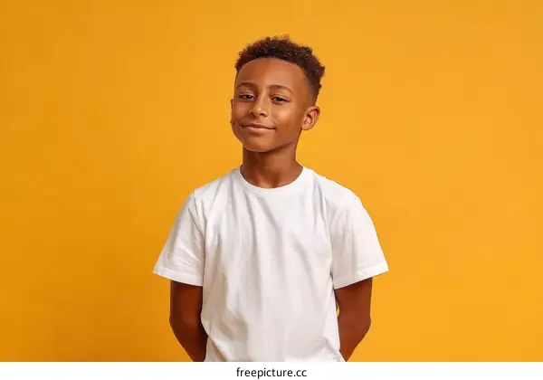 African American Boy Portrait Against a Solid Background