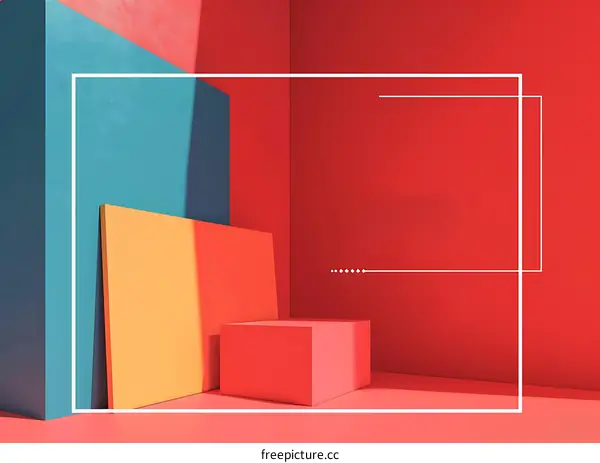 Abstract Minimalist Geometric Background With Colorful Shapes and White Text