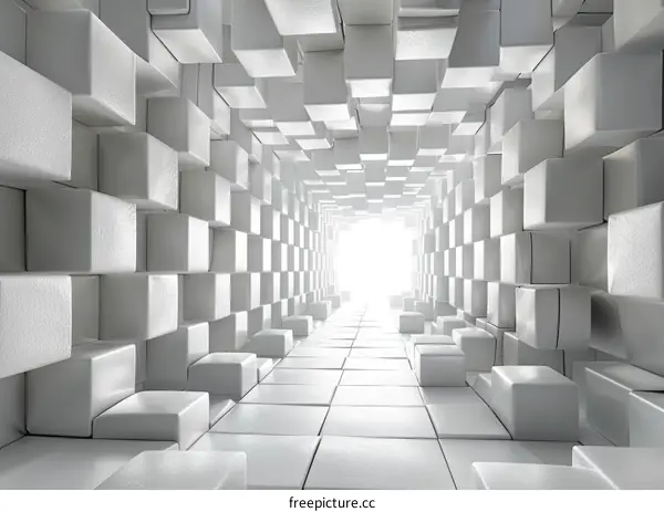 White Cube Tunnel: Futuristic Abstract Architecture