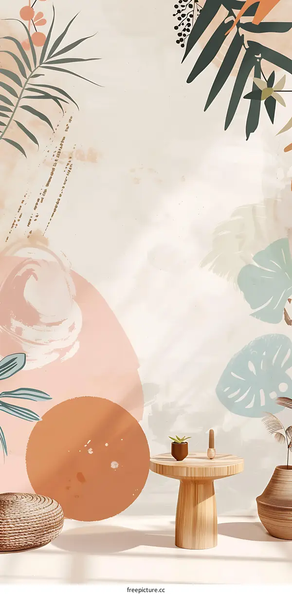 Abstract Tropical Leaves Pattern Wall Mural