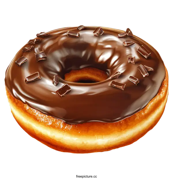 [Transparent Background PNG]Delicious Chocolate Glazed Donut Illustration