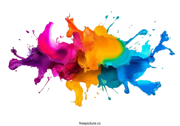 [Transparent Background PNG]Abstract Colorful Paint Splatter Art